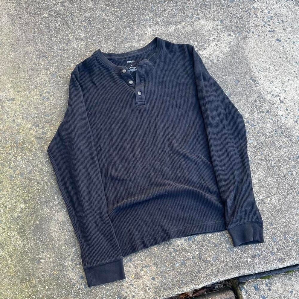 Sonoma Old Money Y2K Henley Thermal Longsleeve Shirt